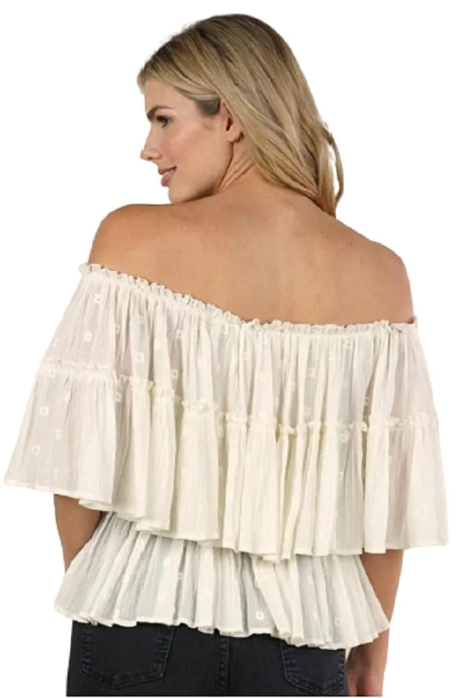 Boho Off The Shoulder Tiered Ruffle Top by Lovestitch