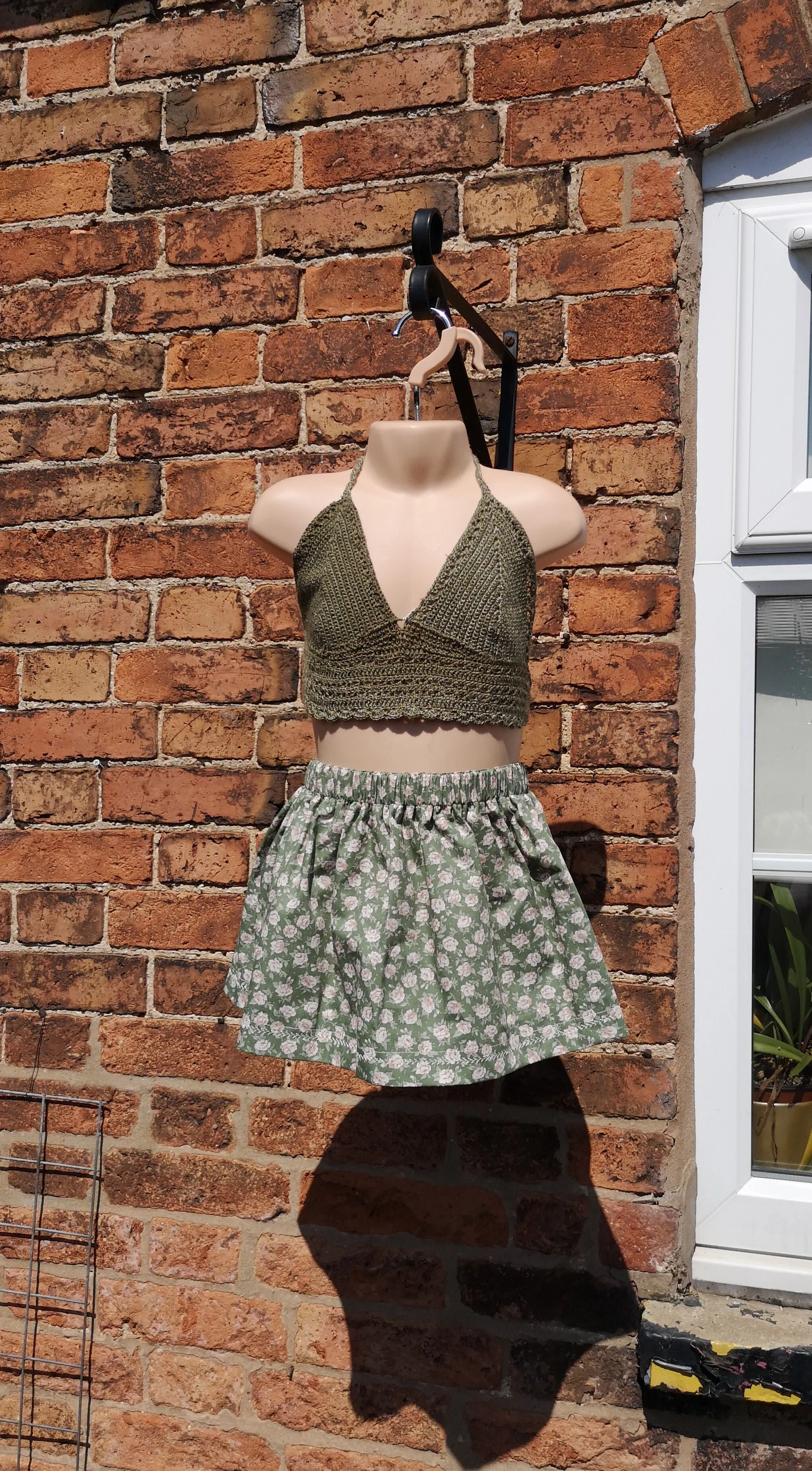 Boho, Summer sun suit, cotton mix bralette top and cute skirt, girls age 2-3 years