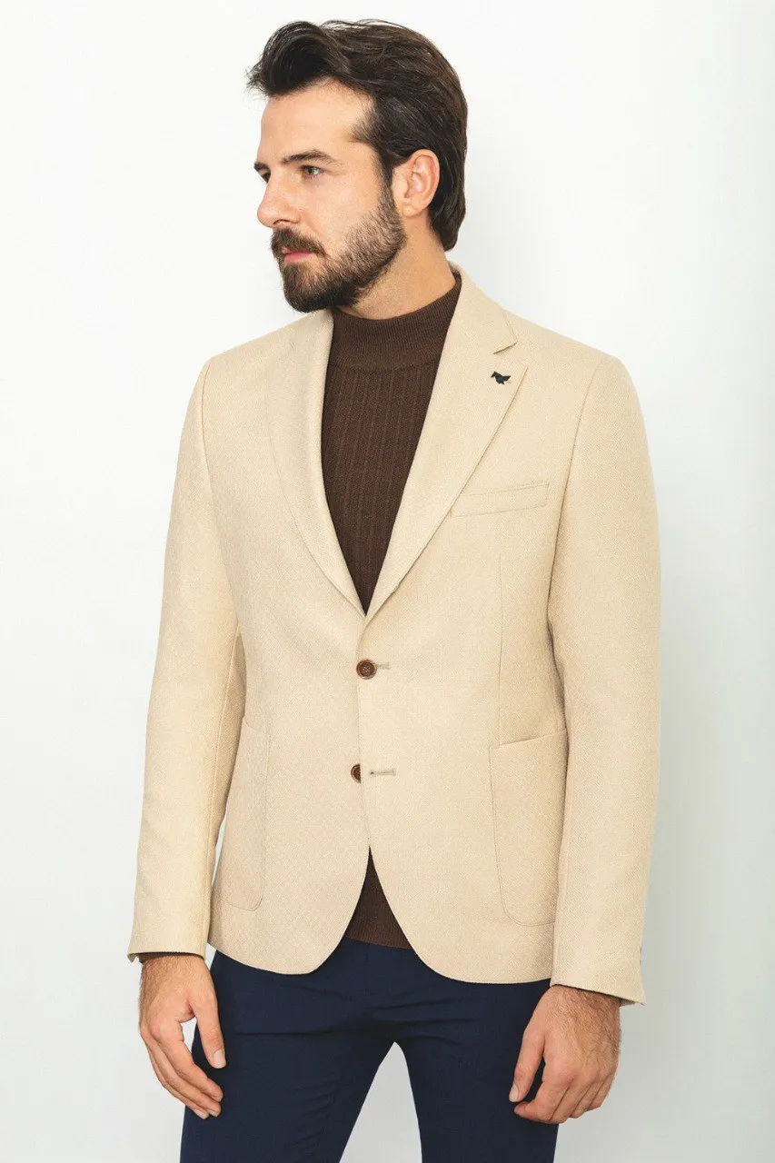 Bojoni Pezza Slim Fit Beige Blazer