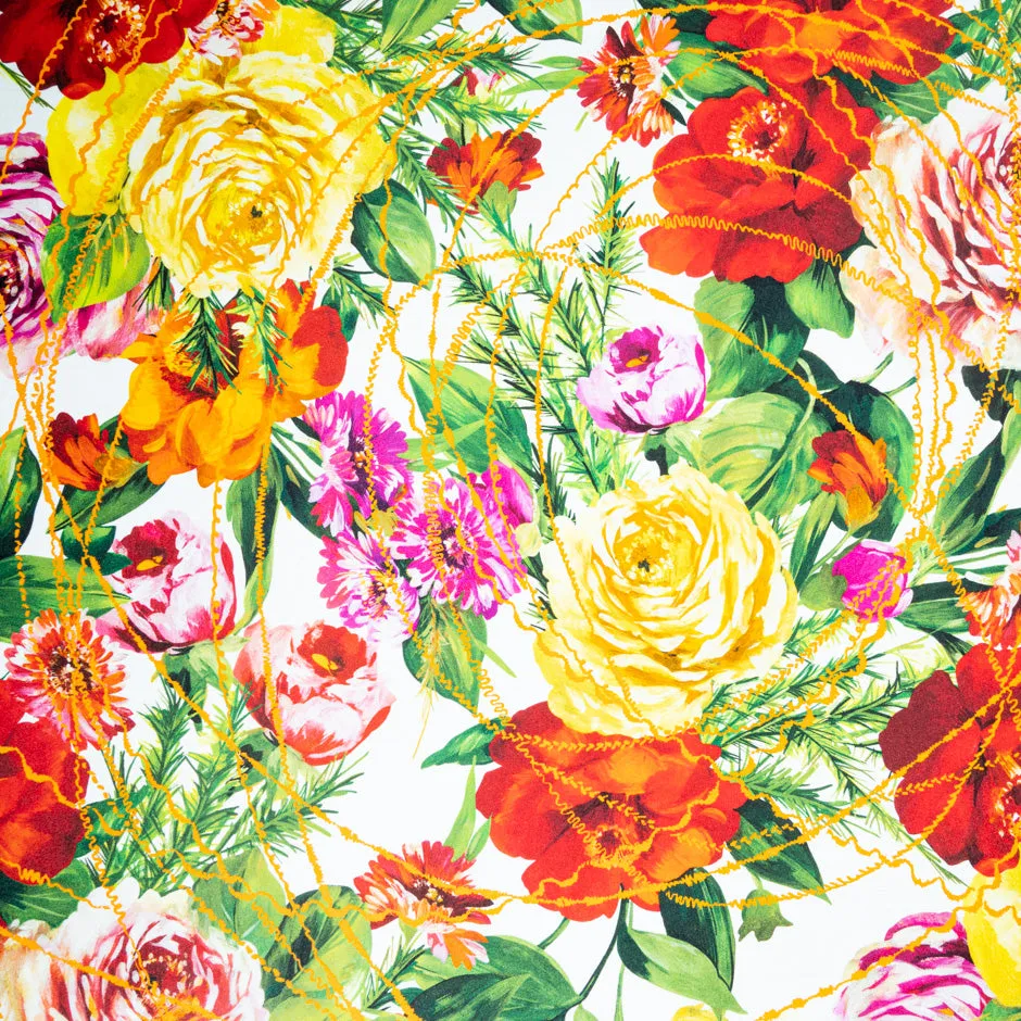 Bold Floral Printed Pure Silk Twill