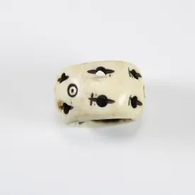 Bone Dread Beads - 14 mm bead holes - Circle and Stripe, Large hole Beads for dreadlocks or chunky hemp jewelry beads, B3 #0996