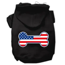 Bone Shaped American Flag Screen Print Pet Hoodies Black Size Sm (10)