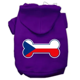 Bone Shaped Czech Republic Flag Screen Print Pet Hoodies Purple L (14)