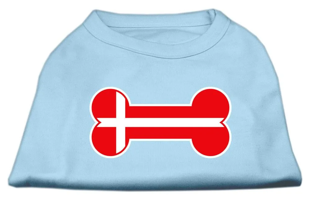 Bone Shaped Denmark Flag Screen Print Shirts Baby Blue L (14)