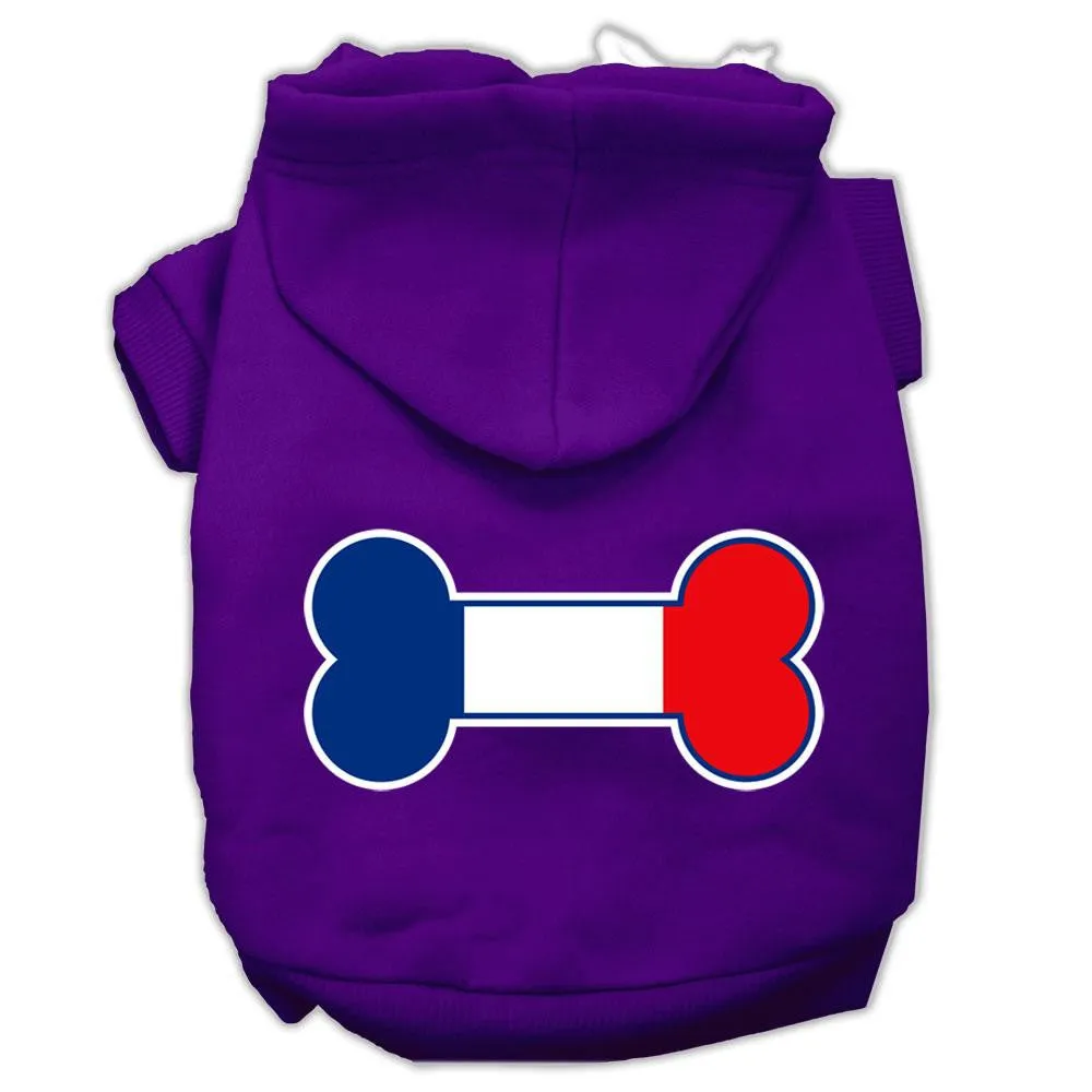 Bone Shaped France Flag Screen Print Pet Hoodies Purple Size M (12)