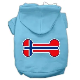 Bone Shaped Norway Flag Screen Print Pet Hoodies Baby Blue S (10)