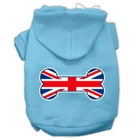 Bone Shaped United Kingdom (Union Jack) Flag Screen Print Pet Hoodies Baby Blue Size XXXL (20)