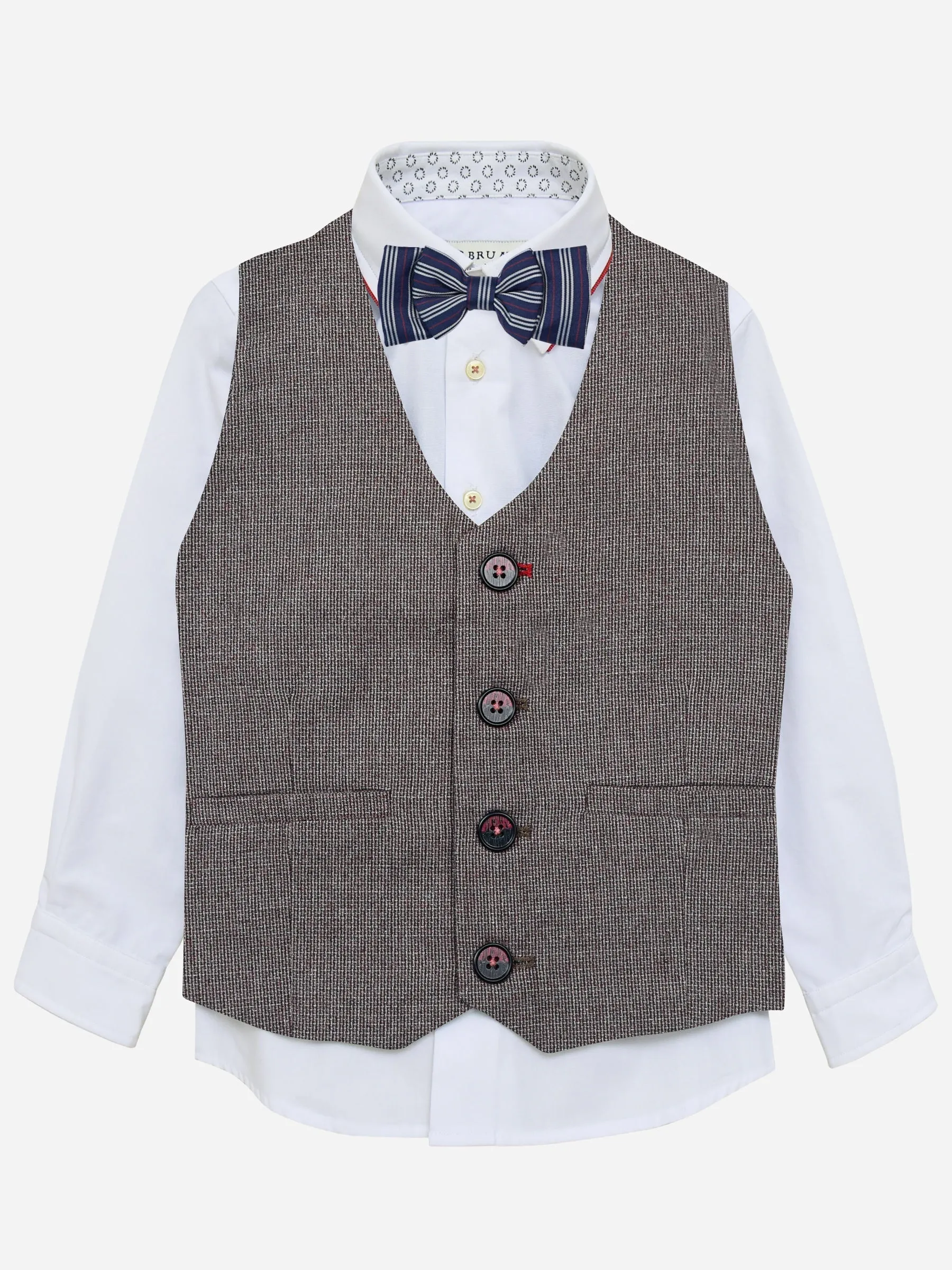 Bordo Textured Suit Vest With Bow