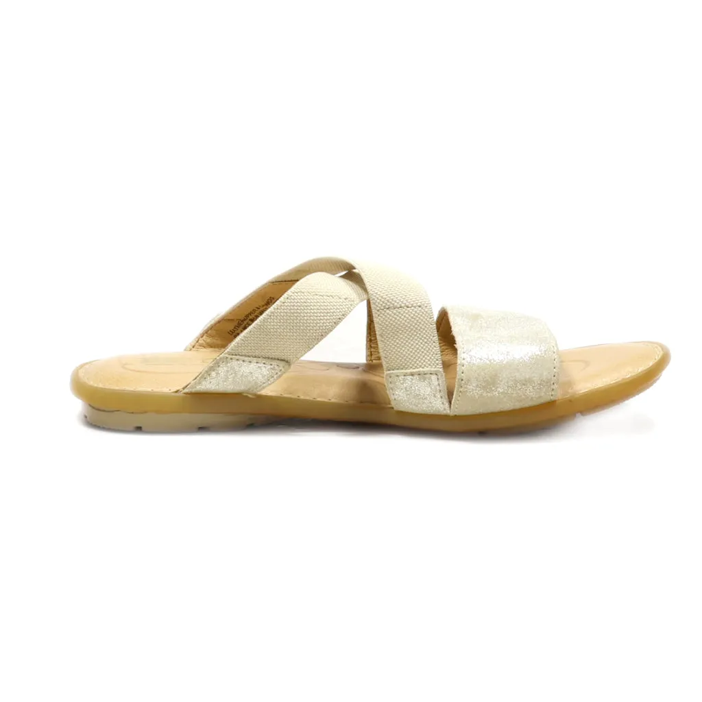 Born Flat Sandals Fabric Beige Colour For Women