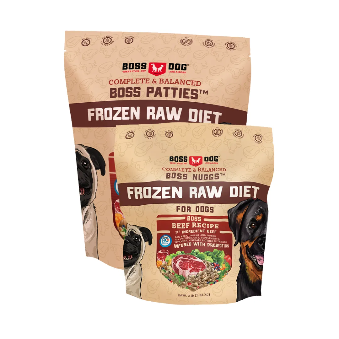 Boss Dog Patties Frozen Raw Beef Dog Food