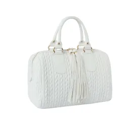 Boston Satchel Embossed White Bag