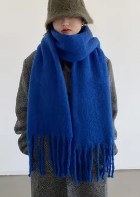 Boutique Blue Tasseled Faux Cashmere Scarf ML2268