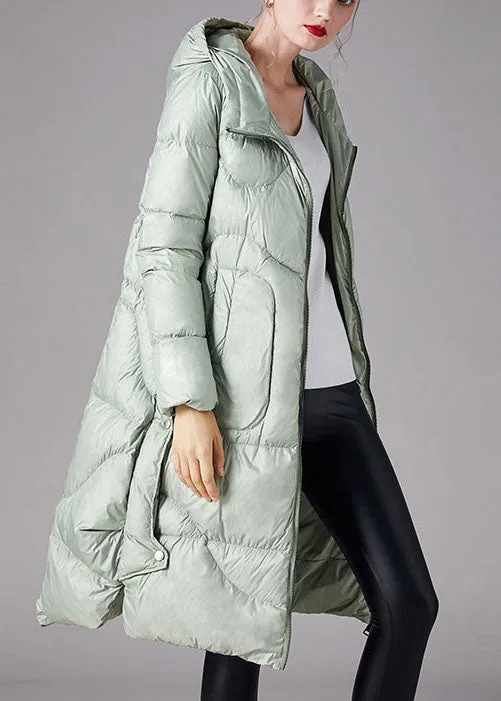 Boutique silver Green hooded low high design Loose Winter Duck Down Coats