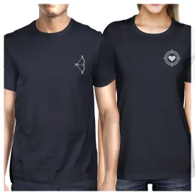 Bow And Arrow To Heart Target Matching Couple Navy Shirts