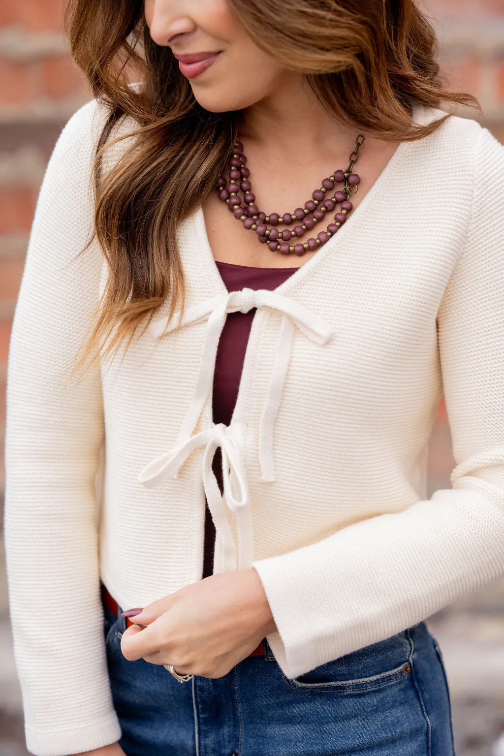 Bow Front Knit Cardigan