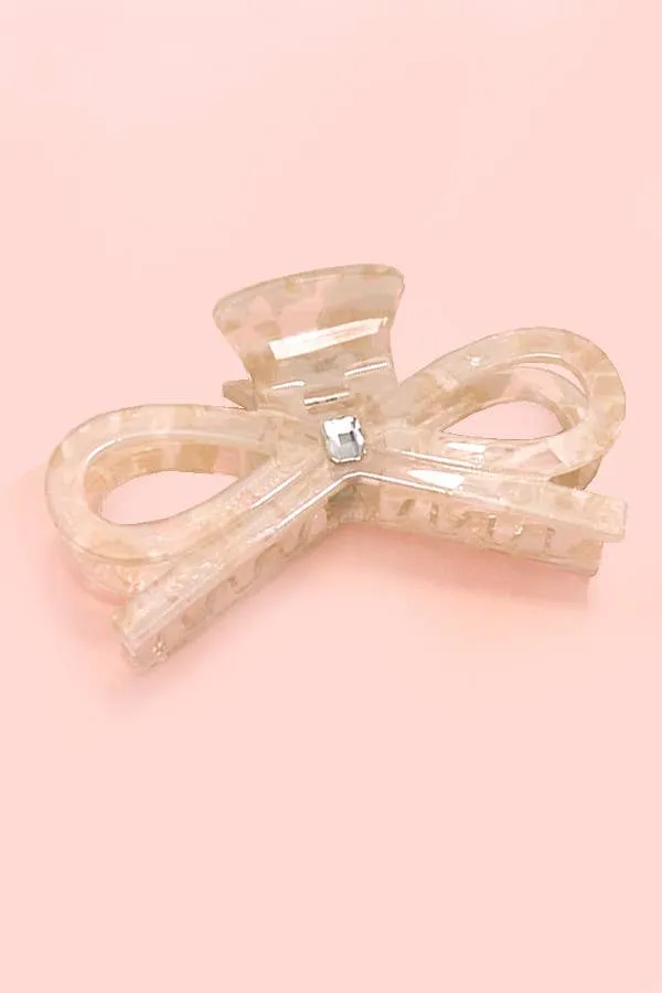 Bow Ribbon Rhinestone Hair Claw Clips