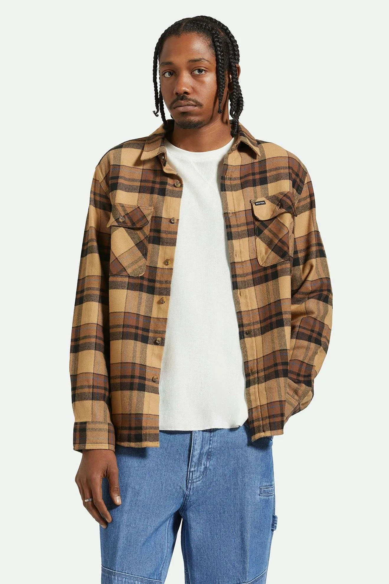 Bowery L/S Flannel - Tigerʼs Eye/Pinecone Brown/Washed Black