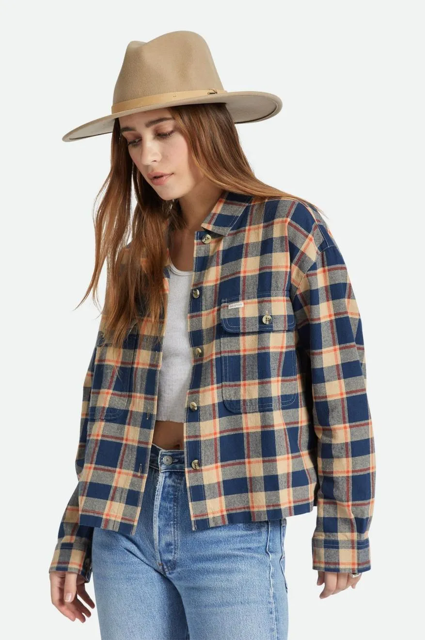 Bowery Women's Lightweight L/S Flannel - Washed Navy/Sand