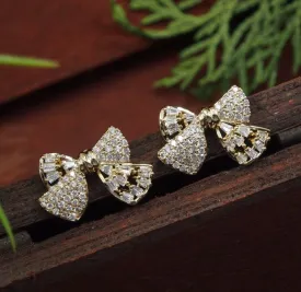 Bowknot Cubic Zirconia Korean Earring - KRNER 5125