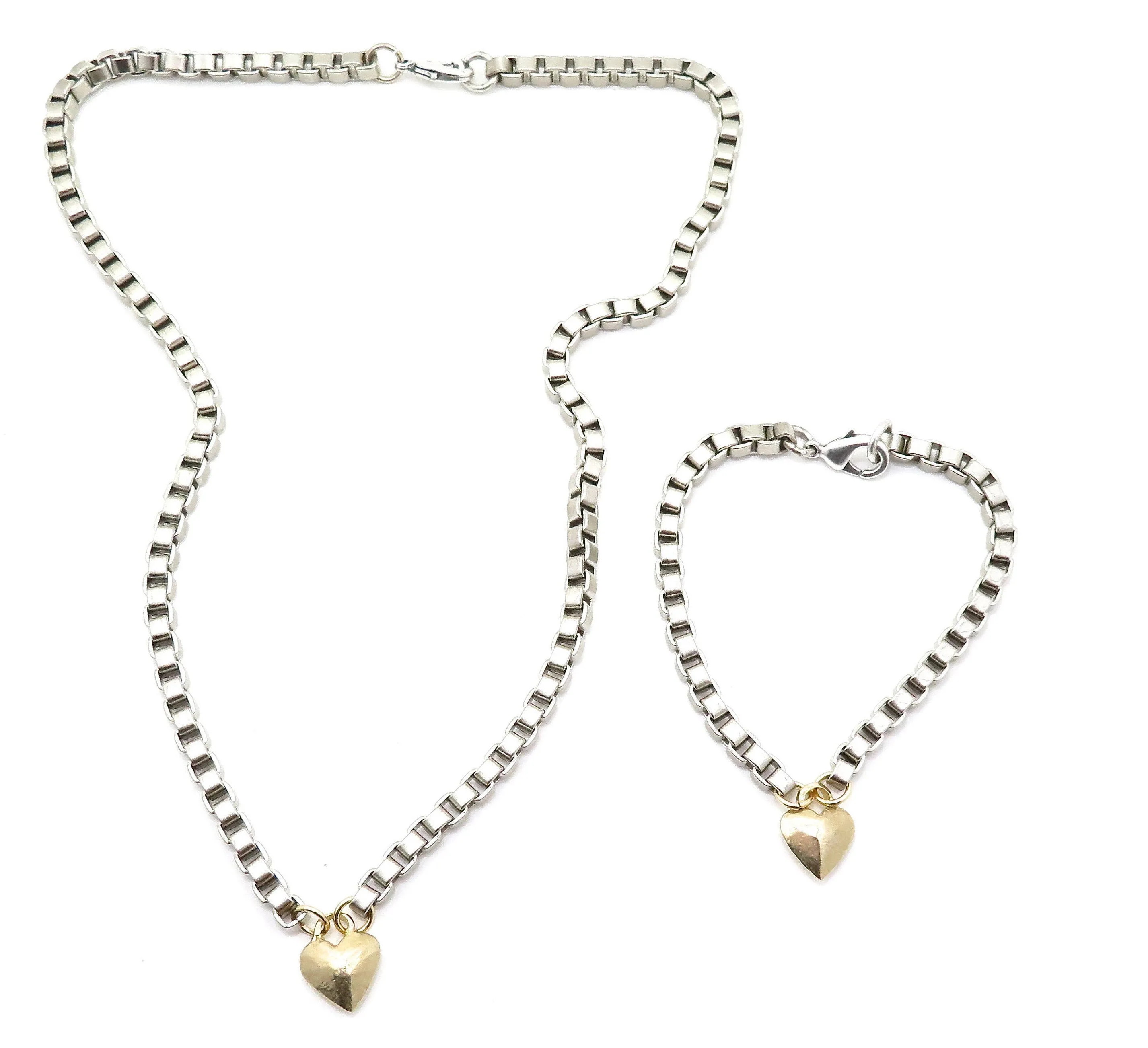 Box Chain Heart Bracelet