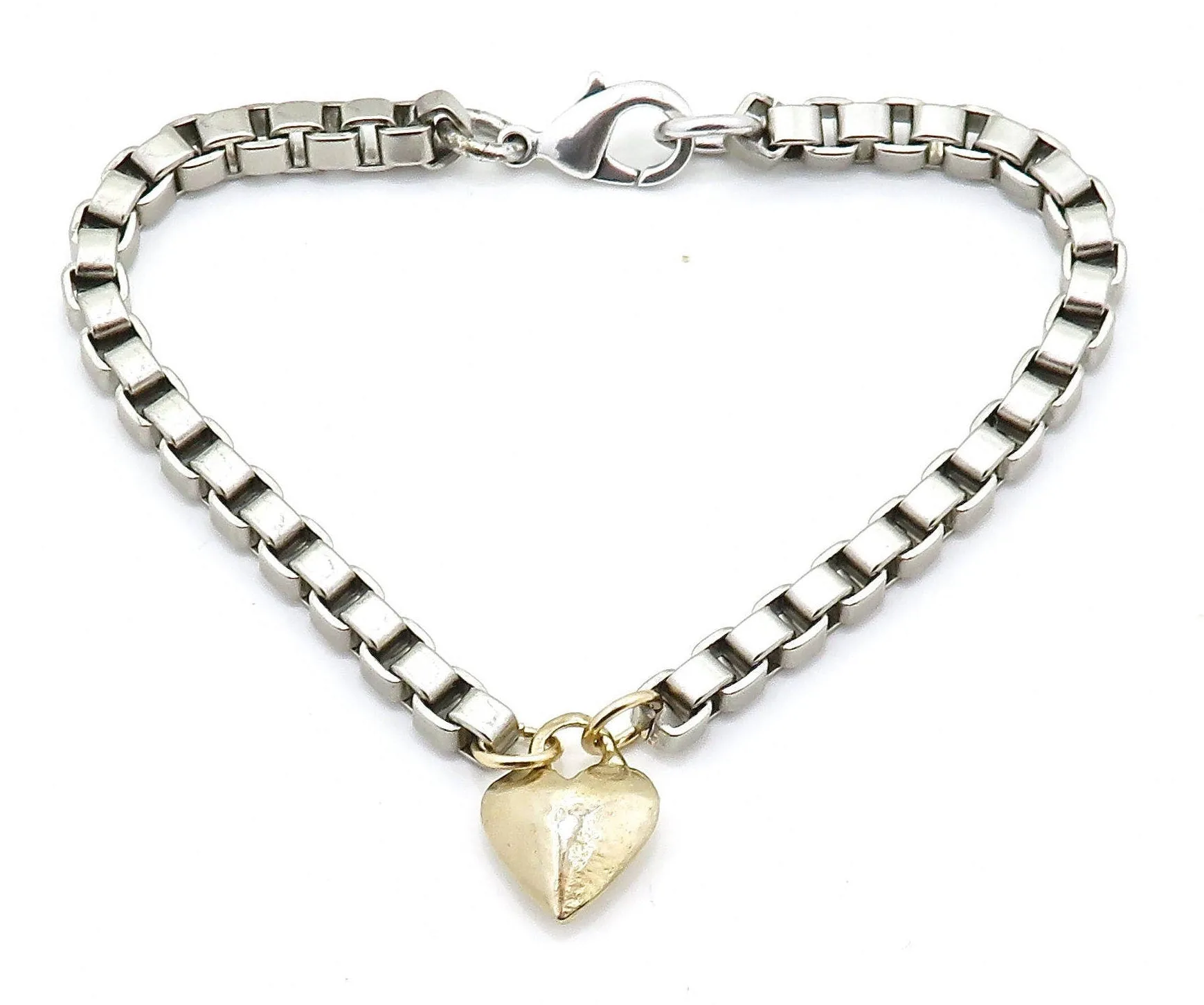 Box Chain Heart Bracelet