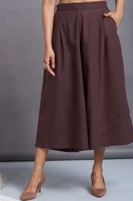 box pleated culotte - cocoa brown