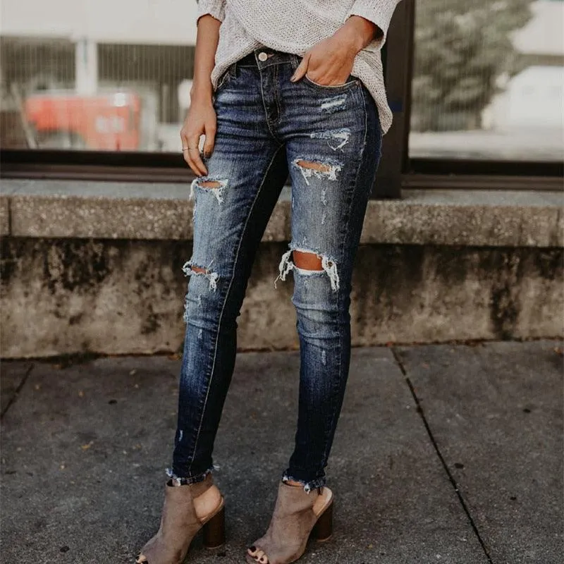 Boyfriend Holey Distressed Skinny Jean