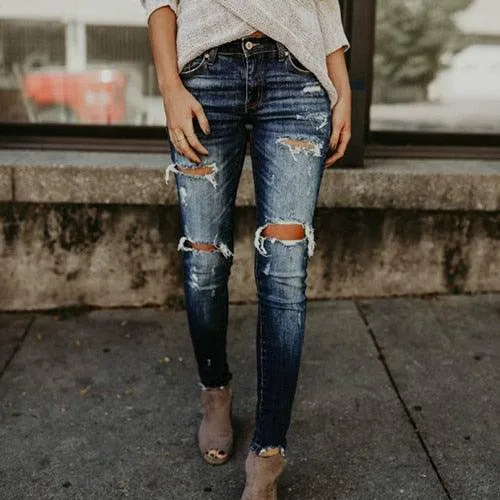 Boyfriend Holey Distressed Skinny Jean