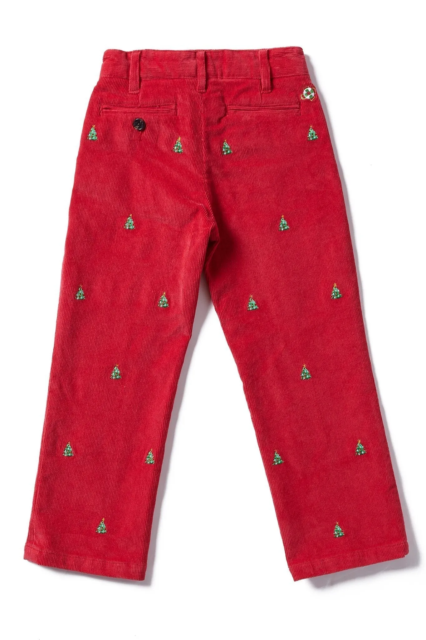 Boys Beachcomber Corduroy Pant Crimson with Christmas Tree