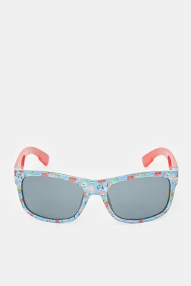 Boys Blue And Red Wayfarer Printed Sunglasses