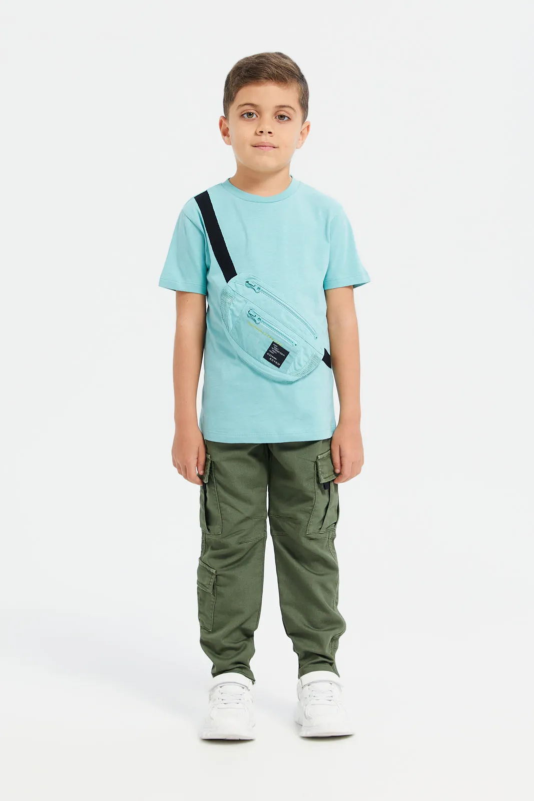 Boys Blue T-Shirt With Bag (2 Piece)