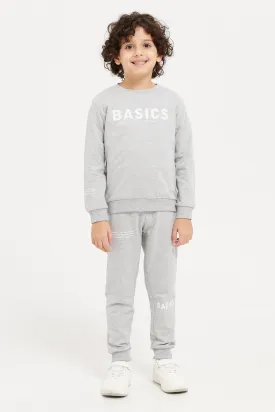 Boys Grey Printed Jogger Suit (2 Piece)