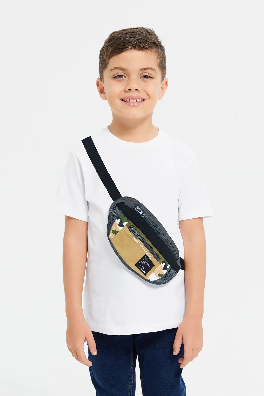 Boys White T-Shirt With Bag (2 Piece)