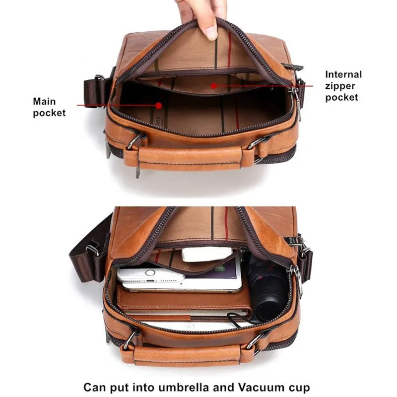 Brand Men's Crossbody Shoulder Bags High quality Tote Fashion Business Man Messenger Bag Big Size Split Leather Bags