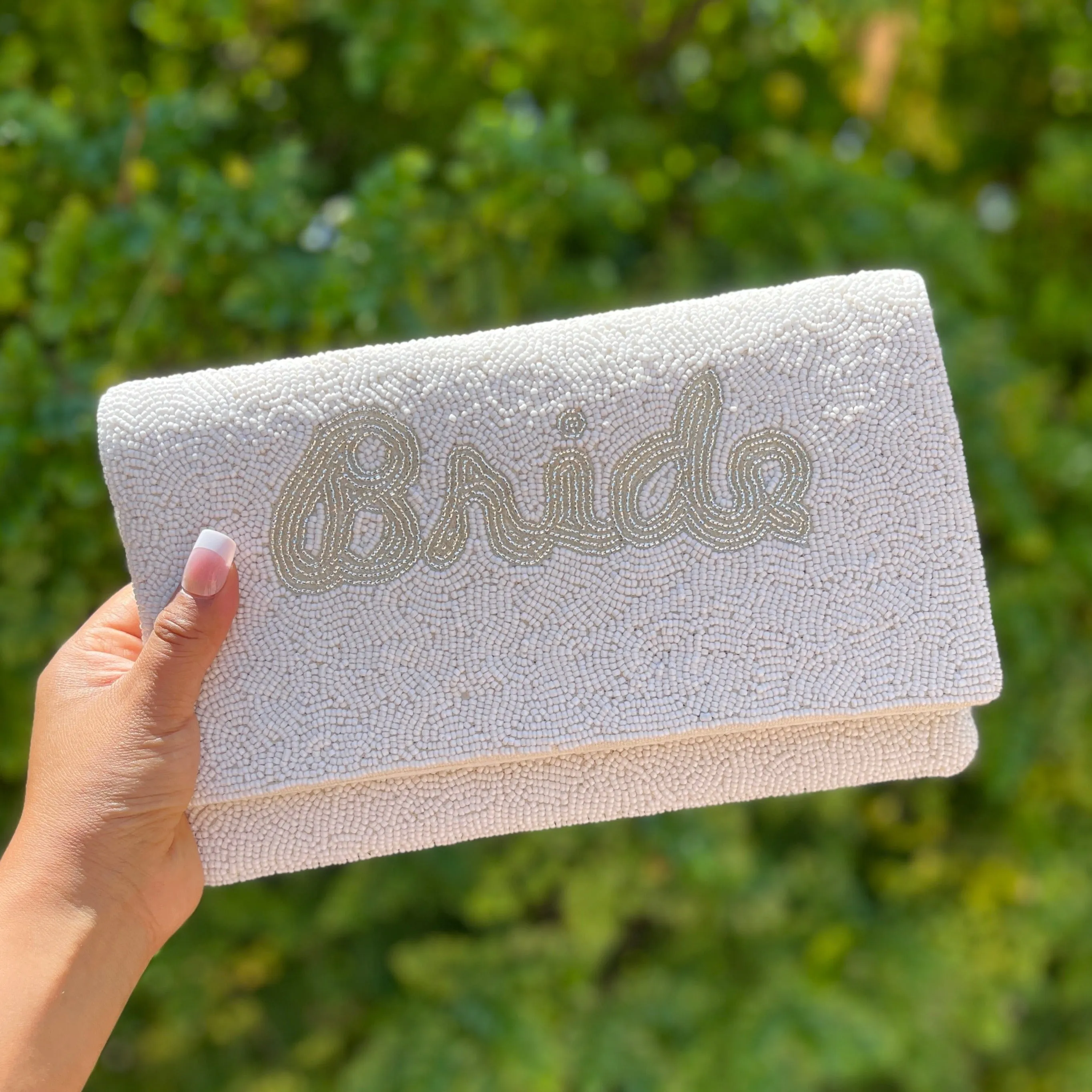 Bride Beaded Clutch Purse (Silver)