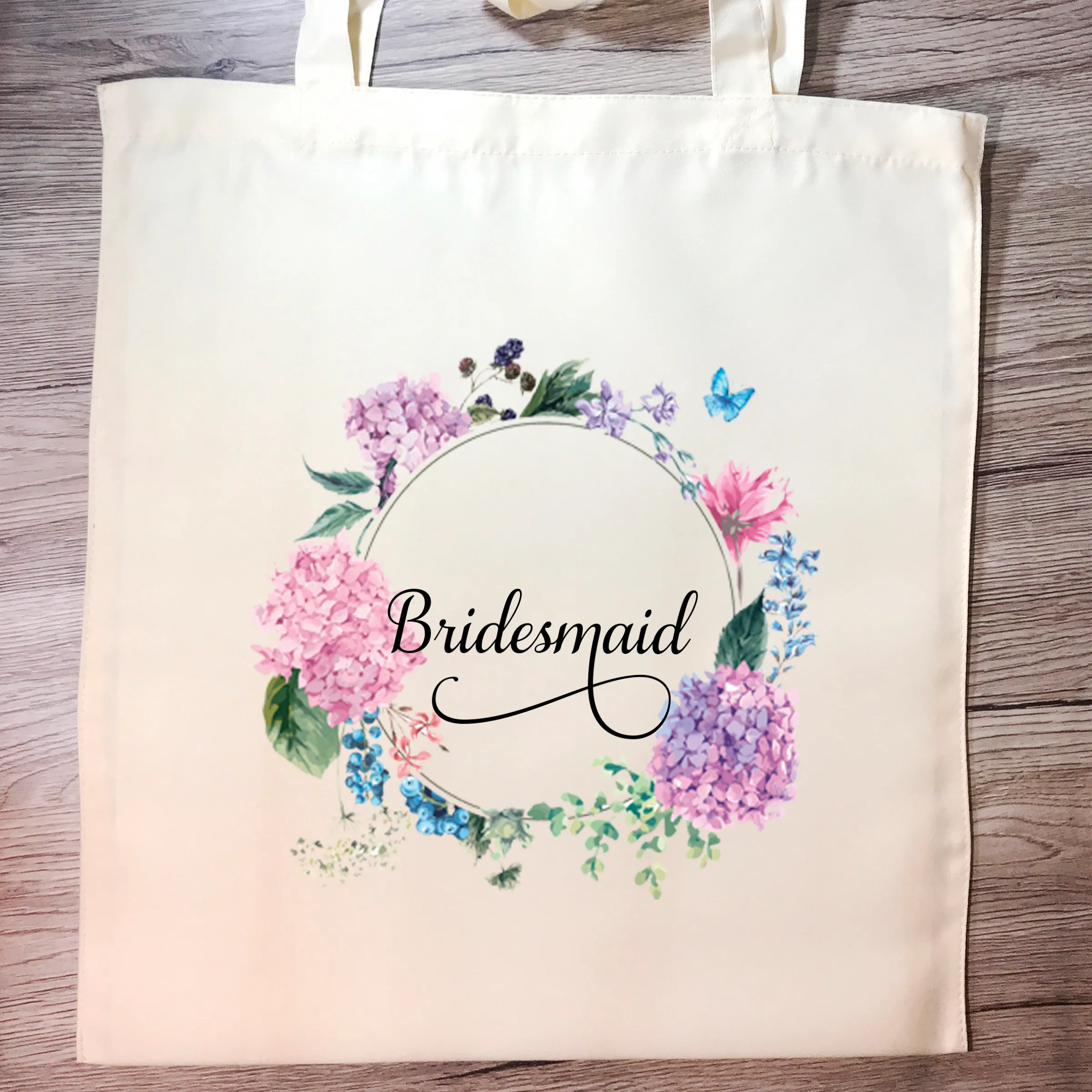 Bridesmaid Floral Wreath Wedding Tote Bag