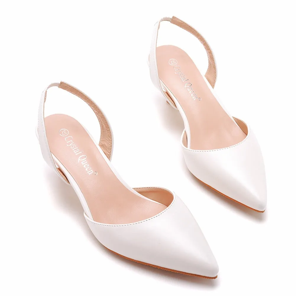 Brief Pointed Toe Heels Slingback Kitten Heels