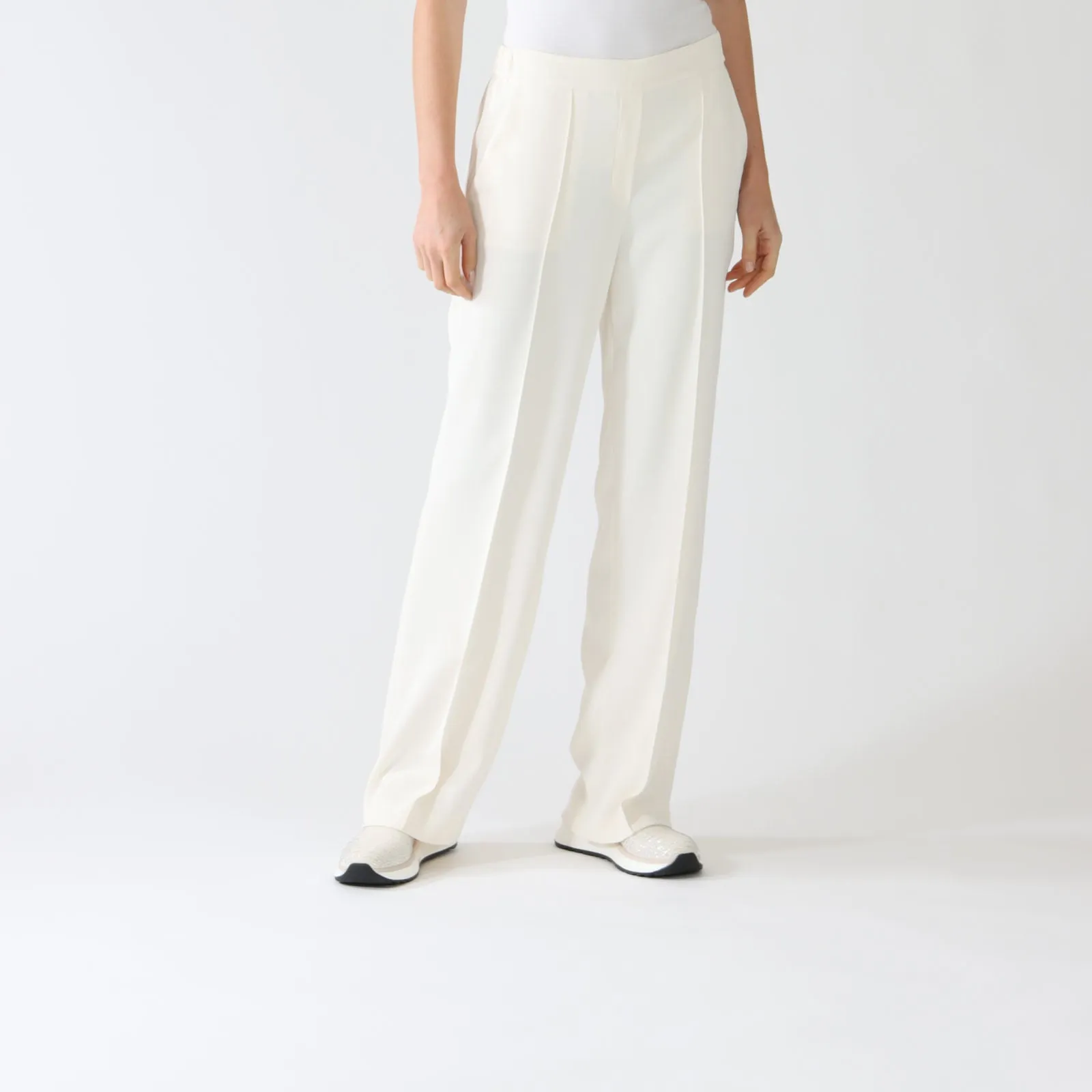 Bright Ecru Washington Wide Leg Tailored Pants