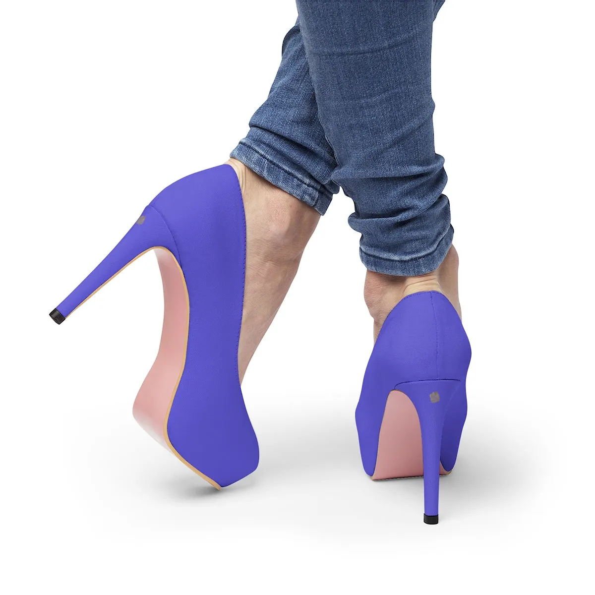 Bright Purple Heels, Solid Color Print Luxury Best Women's Platform Heels (US Size: 5-11)