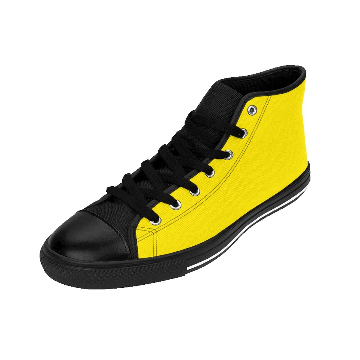 Bright Yellow Men's Sneakers, Solid Color Premium High-top Fashion Running Tennis Shoes