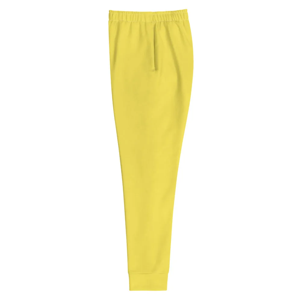 Bright Yellow Women's Joggers, Solid Color Premium Slim Fit Athletic Sweatpants-Made in EU