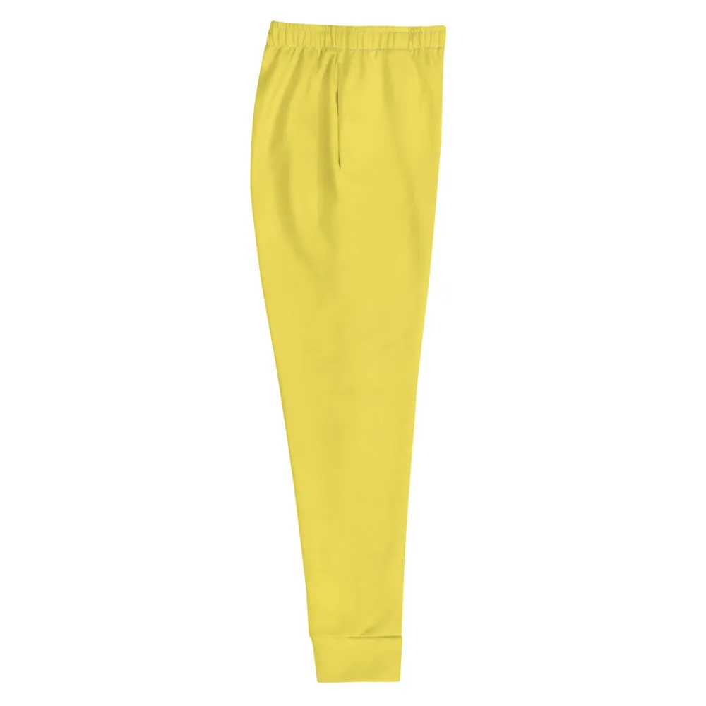 Bright Yellow Women's Joggers, Solid Color Premium Slim Fit Athletic Sweatpants-Made in EU