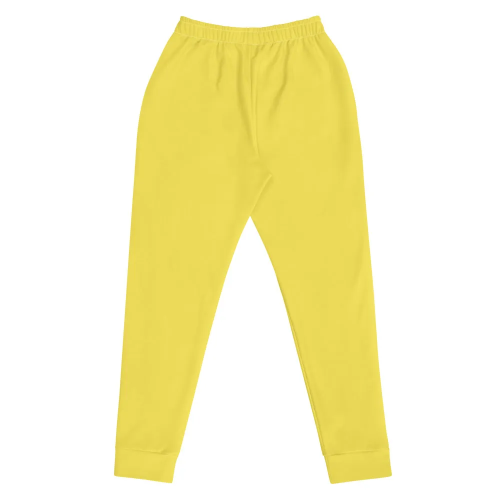 Bright Yellow Women's Joggers, Solid Color Premium Slim Fit Athletic Sweatpants-Made in EU