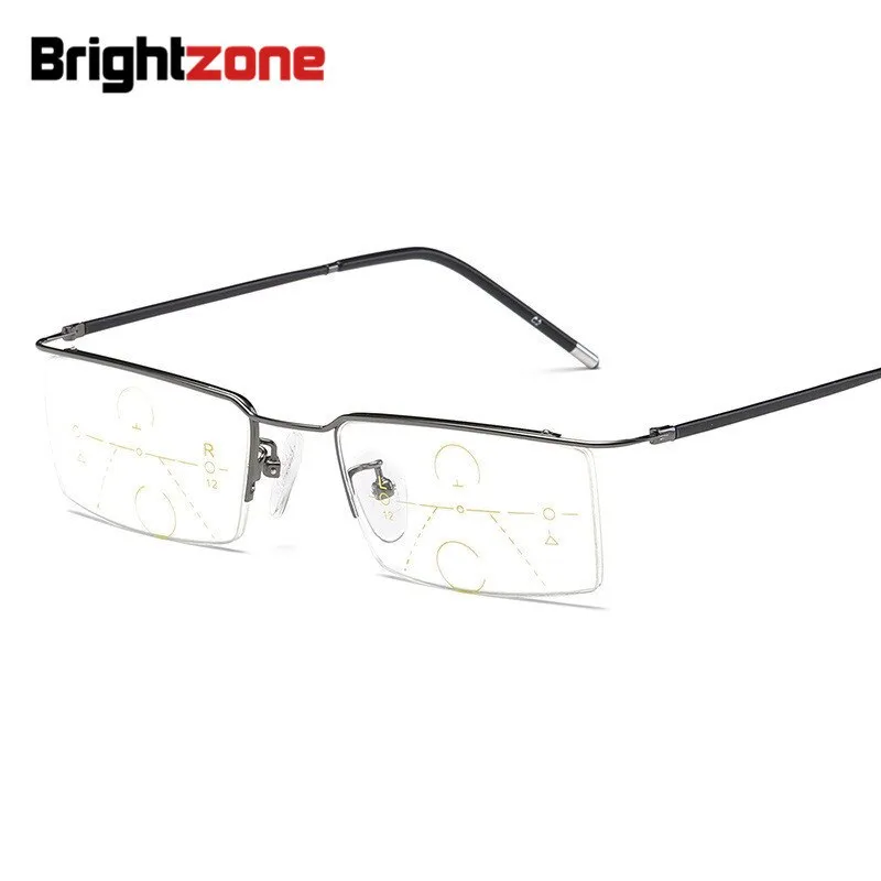 Brightzone Men's Reading Glasses Semi Rim Alloy Progressive