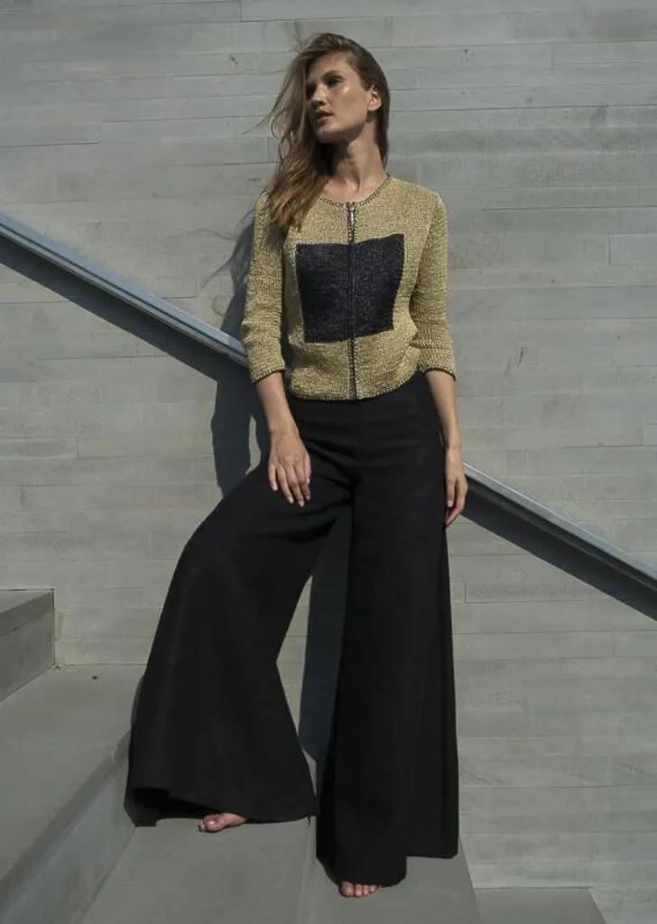 Brigitte - Linen, Wide Leg Black Palazzo Pants