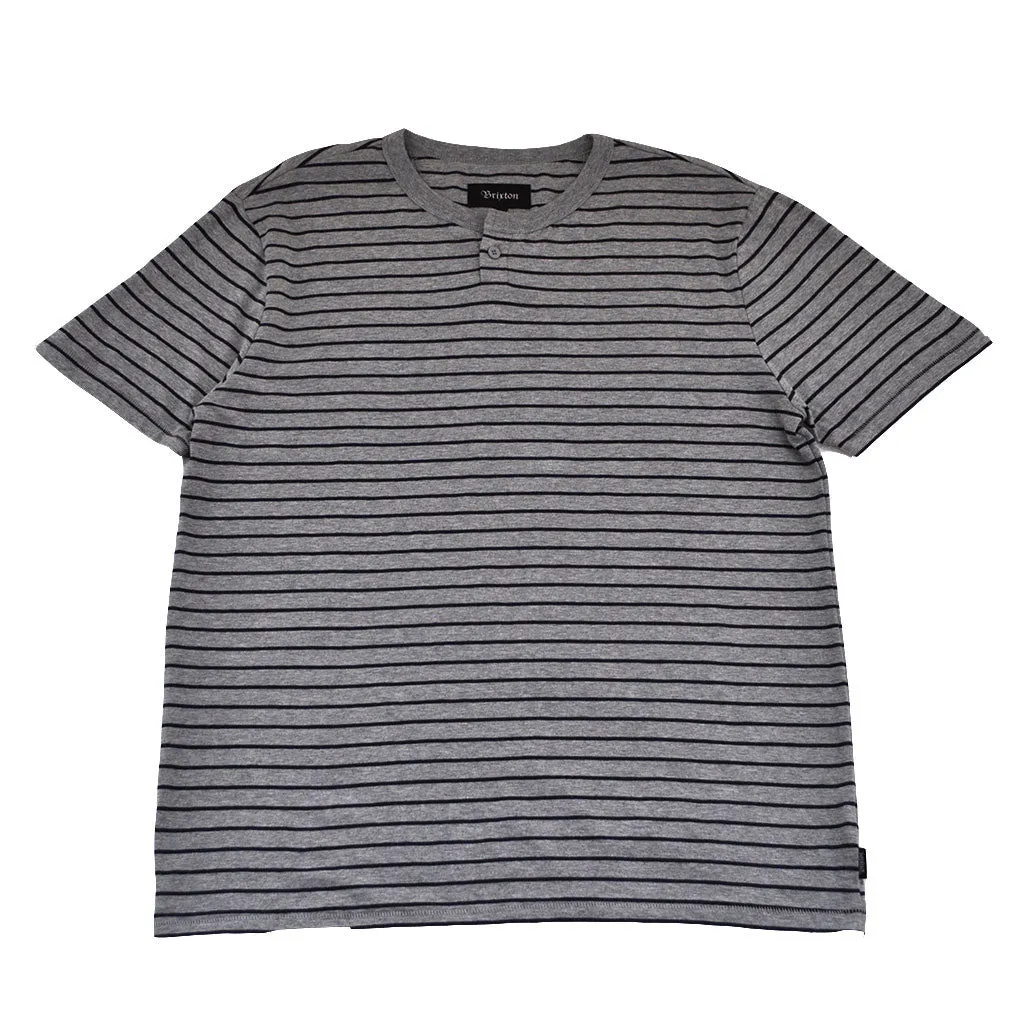 Brixton - Milwaukee Men's S/S Sleeve Henley, Heather Grey