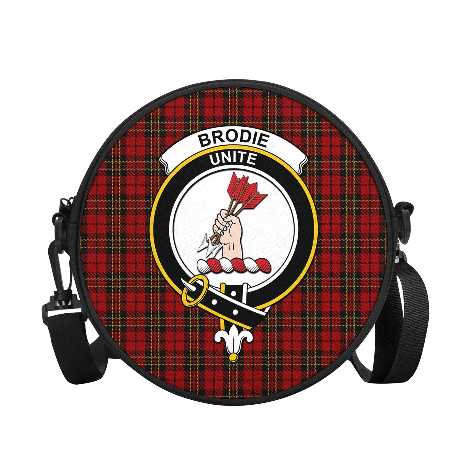 Brodie Tartan Round Satchel Bags with Family Crest