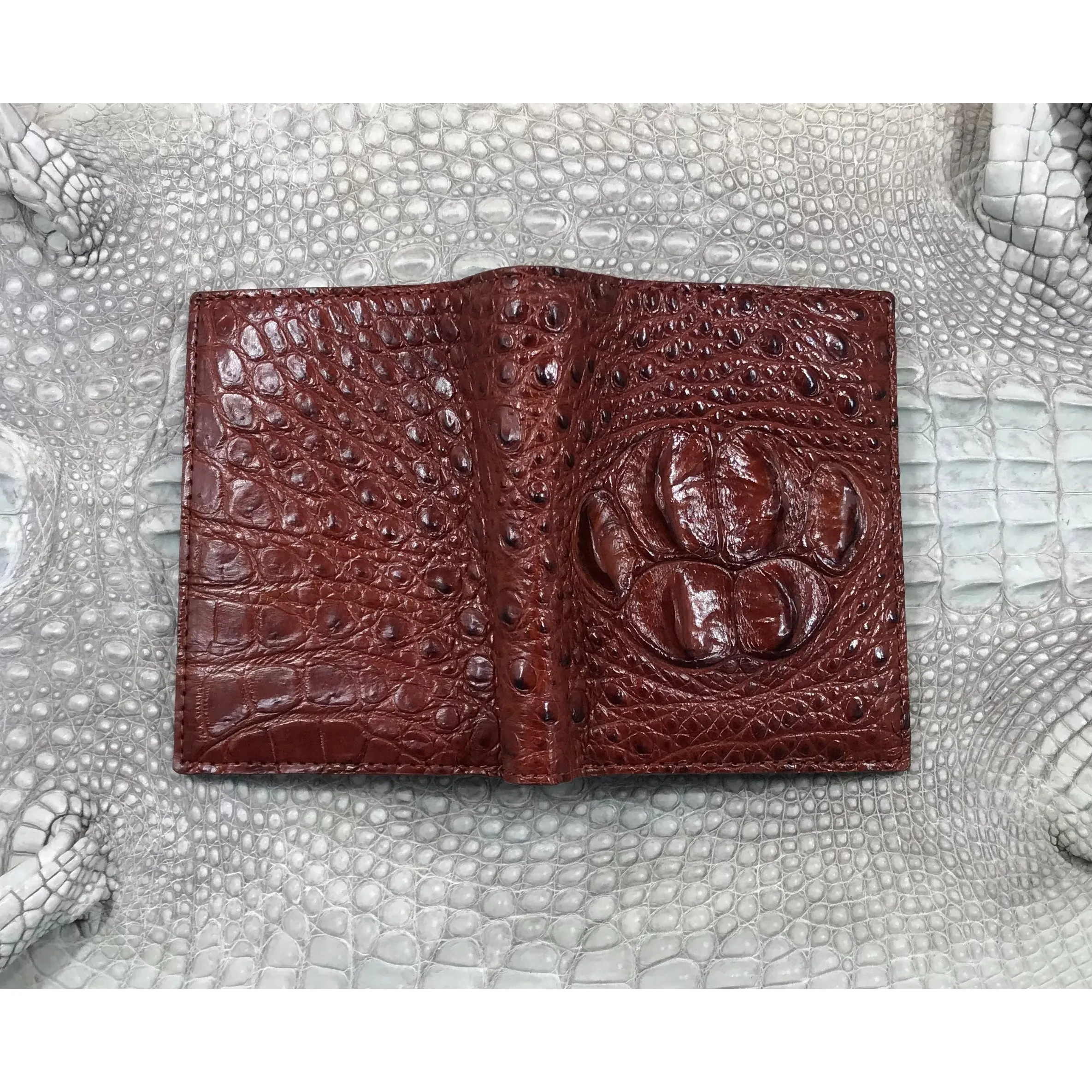 Brown Alligator Skin Bifold Vertical Wallet For Men | Handmade Crocodile Leather Wallet RFID Blocking | VL5614