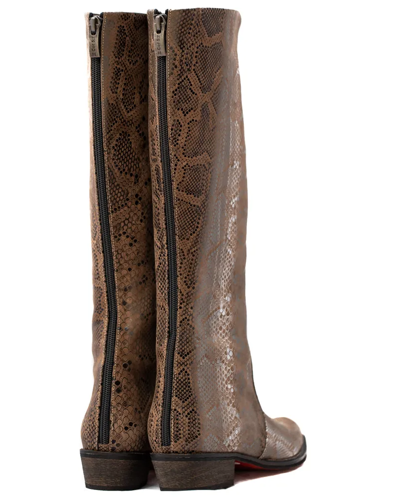 Brown and Silver Python Riding Boot