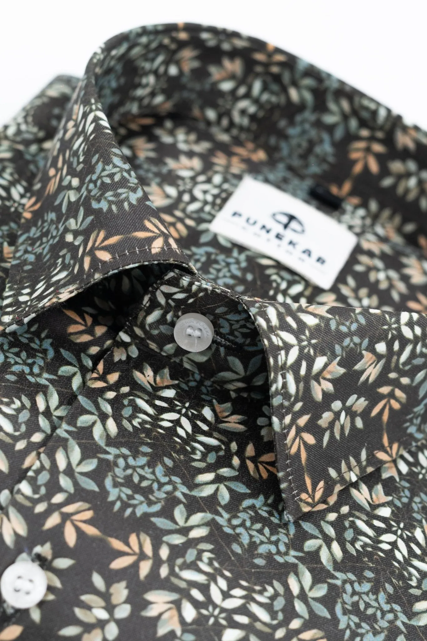 Brown Black Color Leaf Printed Shirt For Men